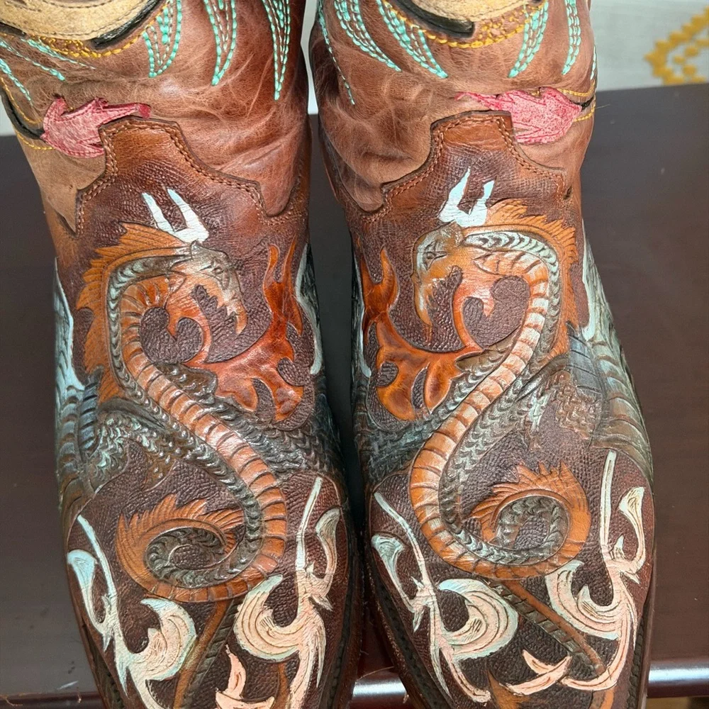 RARE collector Corral green dragon western boots - Picture 8 of 12